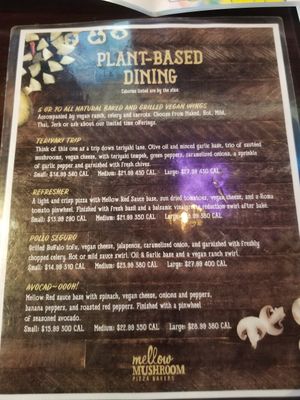 Menu at Mellow Mushroom in San Antonio