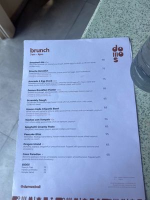 Menu at Domos in Denpasar