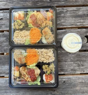 Basic bento and lime smoothie.   at Kuma Kitchen - くまキッチン in Nago