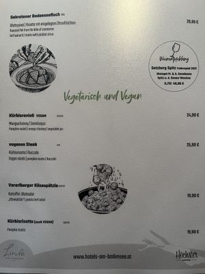 vegan /vegetarian menu  at Linde in Hochst