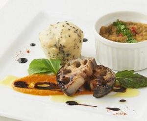 Hot appetizers at G and V in Tokyo