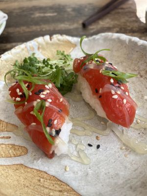 Watermelon Ahi Nigiri   at The Coup in Calgary