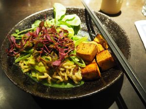 Soba noodles with extra tofu at The Coup in Calgary