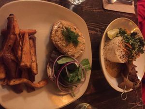 Yam burger & yellow panda at The Coup in Calgary