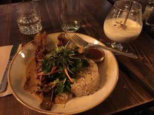 BBQ type delicious ‘meat’ and very good cocktails  at The Coup in Calgary