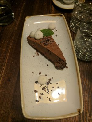 Chocolate mint torte with vegan mint meringues at The Coup in Calgary