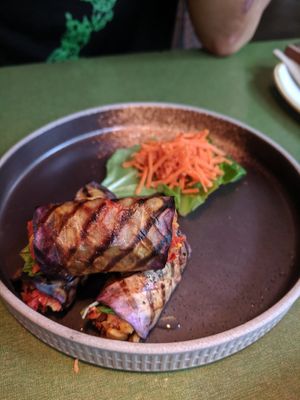 Eggplant sleeping blankets from the "small bites & shareables" menu at The Coup in Calgary