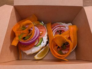 The Veggie sandwich. at Raven Hill Bagels in Idyllwild