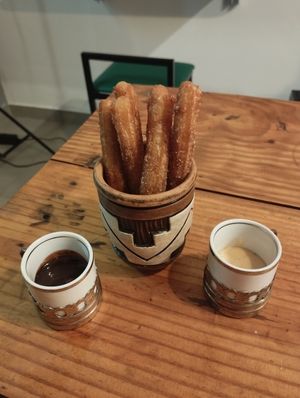 Churros com brigadeiro tradicional e brigadeiro de cumaru at germina bar&cozinha in Araraquara