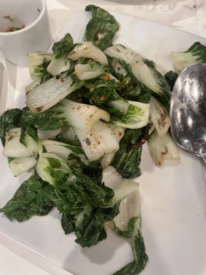 Baby pak choi  at Satdha Plant Based Thai Kitchen in Santa Monica