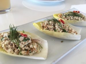 Endive cups with cashew tuna at Satdha Plant Based Thai Kitchen in Santa Monica