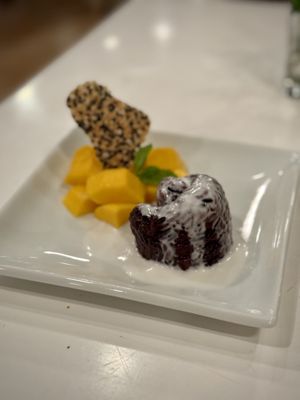 Mango and Sticky Ricee  at Satdha Plant Based Thai Kitchen in Santa Monica