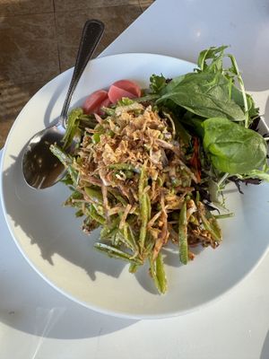 Snap pea saladd  at Satdha Plant Based Thai Kitchen in Santa Monica