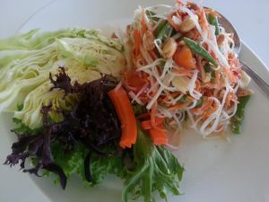 papaya salad at Satdha Plant Based Thai Kitchen in Santa Monica