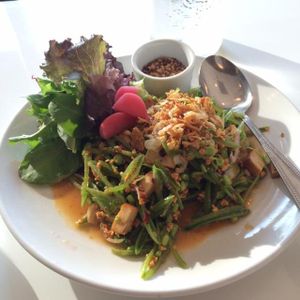 Snap pea Thai salad at Satdha Plant Based Thai Kitchen in Santa Monica