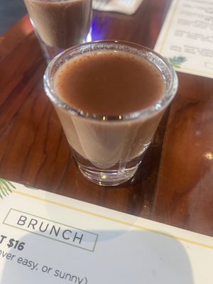 Complimentary champurrado ( vegan hot drink)  at Camaleon in Toronto