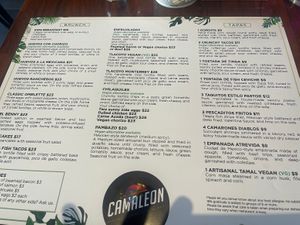Several vegan options clearly labelled  at Camaleon in Toronto