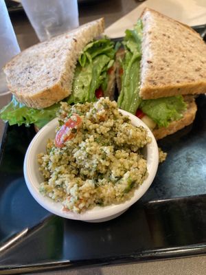 Roasted vegetable sandwich with tabouli  at Cafe Honeycomb in Woodmere