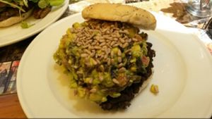 Burger with porotos negros at A Mano Gin & Burgers in Vina Del Mar