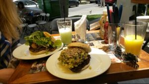 Big burgers and juices. at A Mano Gin & Burgers in Vina Del Mar