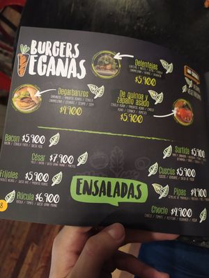 Veg burgers and salads at A Mano Gin & Burgers in Vina Del Mar