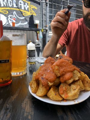 Papas bravas con romesco at A Mano Gin & Burgers in Vina Del Mar