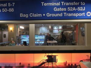 Through a window at LAX - Real Food Daily - T4 in Los Angeles