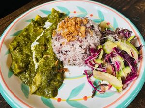 Vegan spinach avocado curry   at Hige Cafe in Hakuba