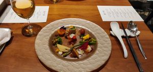 Veggies assortment with flavour variation across the four cardinal points at Cantonese en Ken Takase in Tokyo