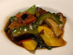 Vegetables with gluten at Cantonese en Ken Takase in Tokyo