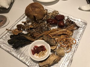 Don’t eat the mushroom platter! For show only at Cantonese en Ken Takase in Tokyo