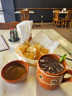 Fresh hearty chips, smooth salsa and tasty lemonade at Andaluz in Houston