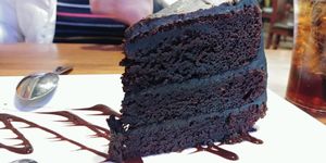 Their vegan chocolate cake!  at Bueno Loco Restaurante in Falmouth