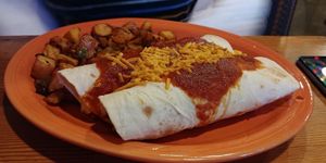 Vegan breakfast enchiladas  at Bueno Loco Restaurante in Falmouth