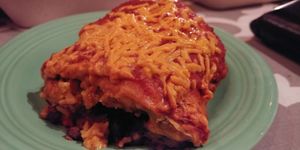 Half of the delicious vegan chimichanga with Seitan  at Bueno Loco Restaurante in Falmouth