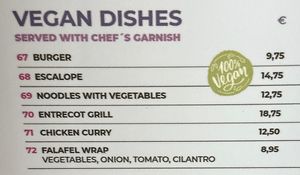 Vegan dishes  at Bahia Beach in Tenerife