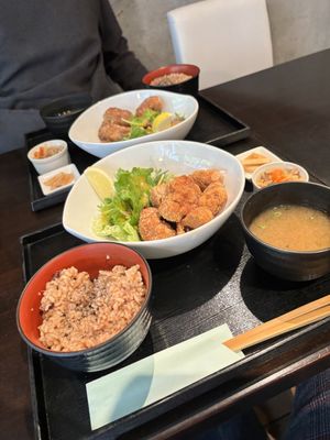 Soy meat karaage lunch set  at Sumi-Bio in Tokyo