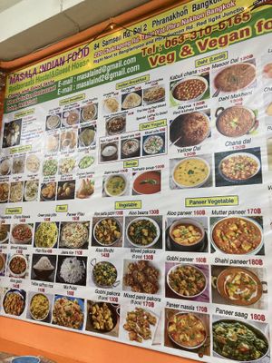 Menu  at Masala Indian Food and Hostel in Bangkok