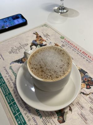 Milk tea (chai)  at Saravanaa Bhavan in Seoul