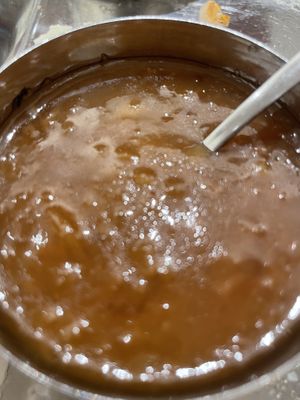 Dessert served on the house. Sweet Dal Payasam   at Saravanaa Bhavan in Seoul