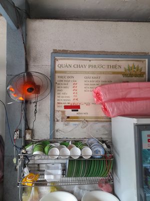 Menu on wall at Phước Thiện in Ho Chi Minh City