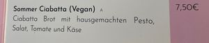 Menu - Ciabatta  at Omas Kuchen in Koblenz