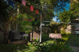 The backyard, on a sunny day :) at OASIS 28 in Chartres