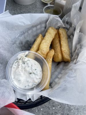 Yuca fees with vegan yogurt dipping saucee  at Tia's Tacos in Daytona Beach