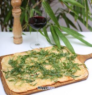 Flamecakes with rocket salad at Meta House Art Cafe in Phnom Penh