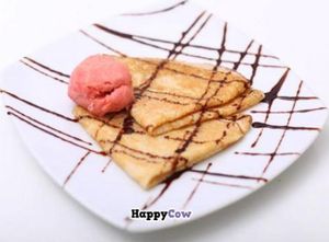 French crepe with ice cream at Meta House Art Cafe in Phnom Penh