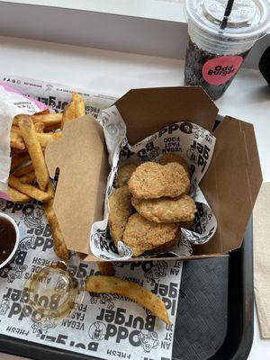 Wings and friess  at Odd Burger in Vancouver