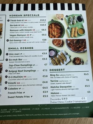 Various vegan Korean dishes like bunsik style  at Kokio in Berlin