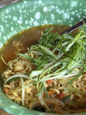 Vegan ramyeon. Putting scallion is my kind of style too. It is also good when you season with a little bit of salt, pepper and sesame oil at home.    at Kokio in Berlin
