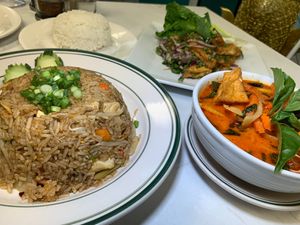 Tom Yum Fried Rice w/Tofu, Pineapple Curry w/Tofu, Larb Tofu at Thai Table in Grand Rapids